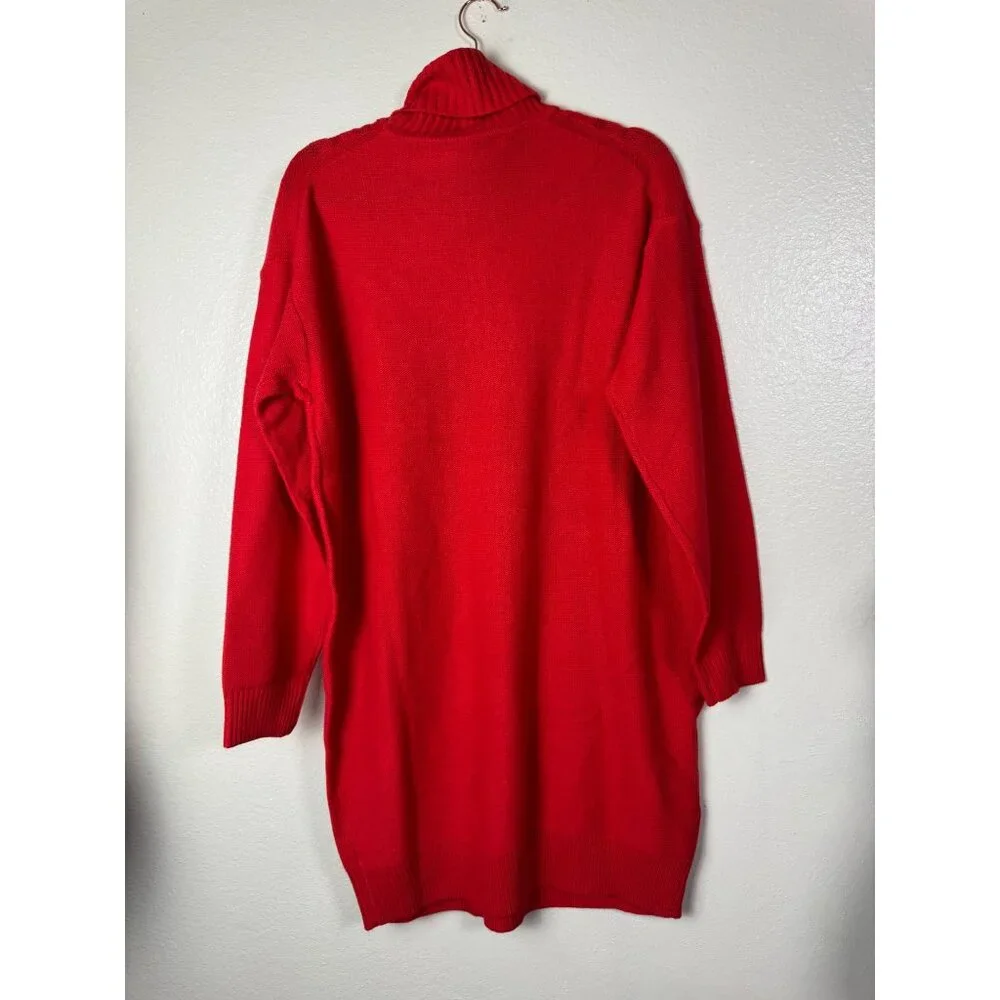 NEW J.Crew Red Cable Knit Turtleneck Sweater Dress Size Large Wool Blend Holiday